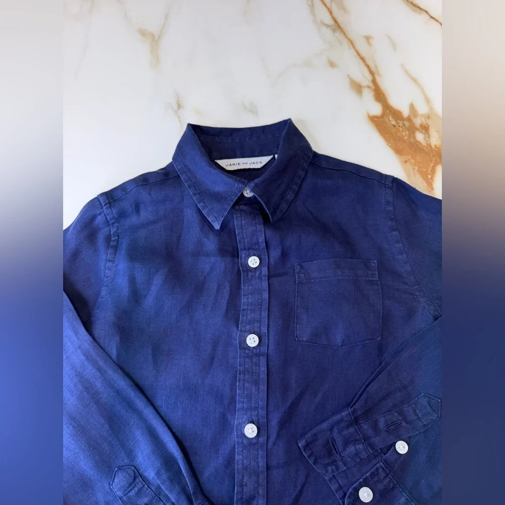 Janie & Jack Navy Blue Kids Button Down Shirt